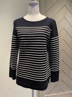 Armor Lux Navy and White Striped Long-Sleeve Top